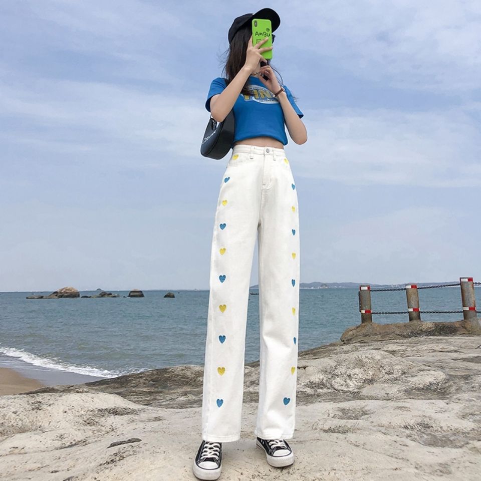 Creamy Heart Patch Straight-Leg Pants π€ππ