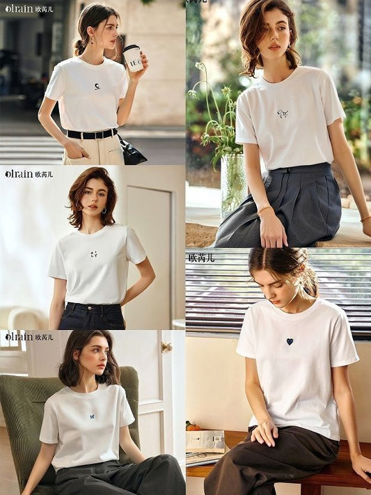 Minimalist Blue Herat Embroidered T-Shirt 👕