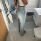 Silver Diamanté Wide Leg Jeans