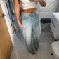 Silver Diamanté Wide Leg Jeans