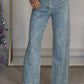 High Waisted Diamanté Straight Leg Jeans