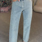 High Waisted Diamanté Straight Leg Jeans