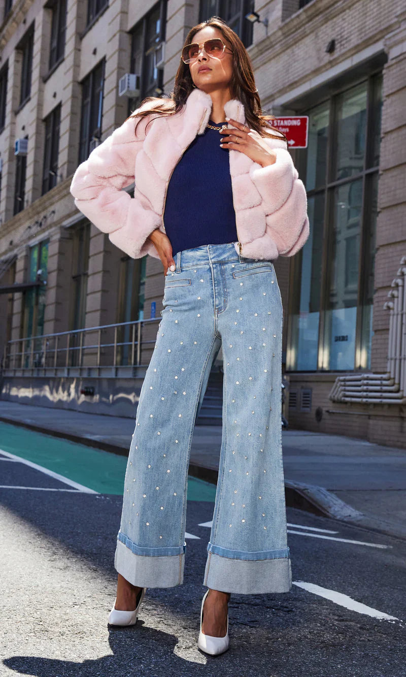 Crystal Studded Wide-Leg Jeans ✨