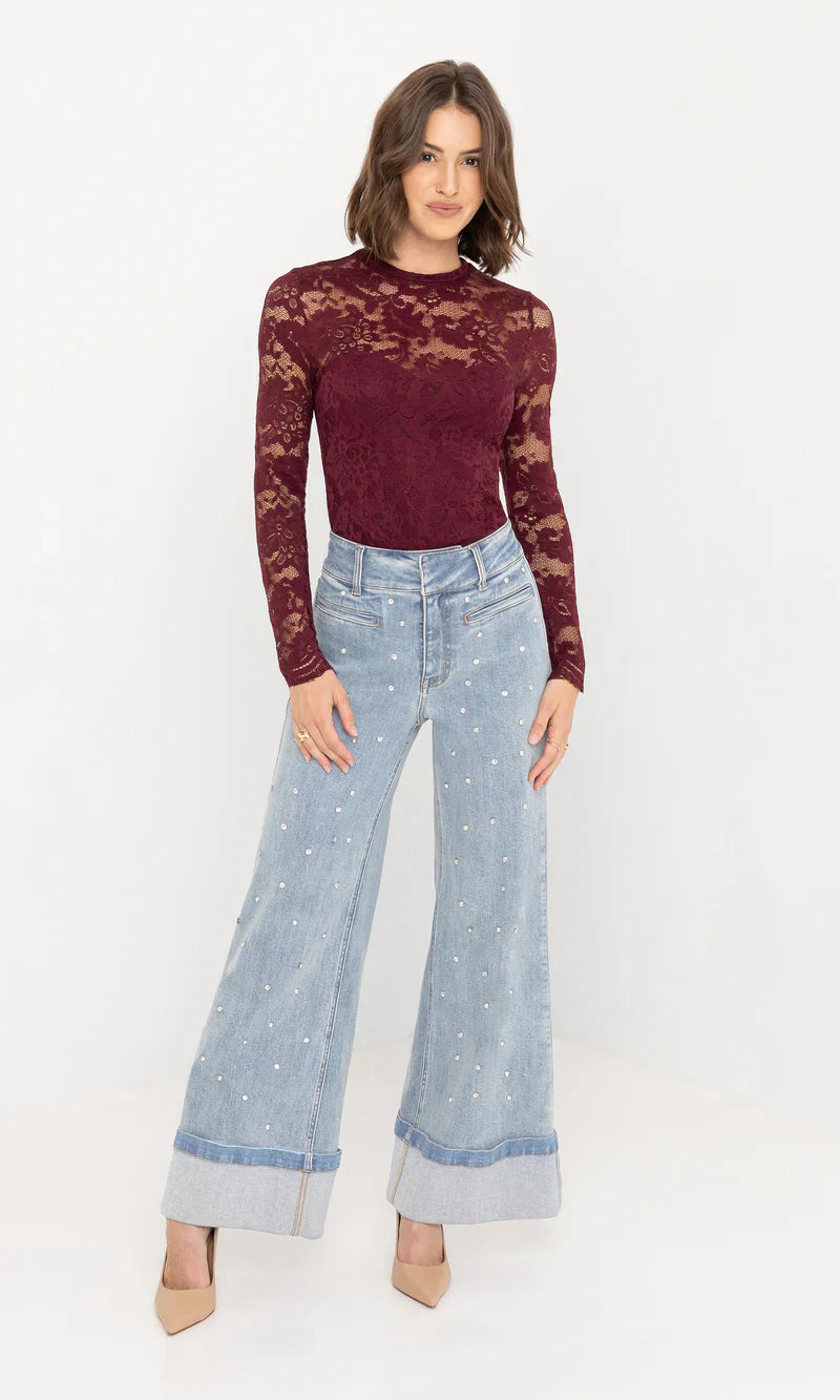 Crystal Studded Wide-Leg Jeans ✨