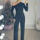 QUINN High Waisted Diamanté Straight Leg Jeans in Black