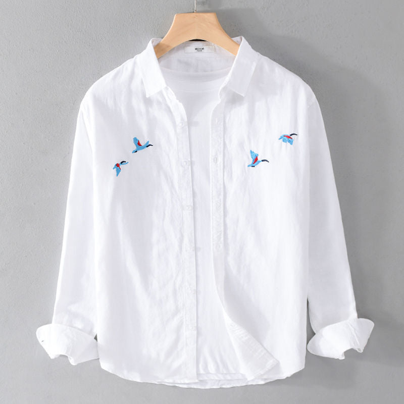 Bird Embroidered Shirt Regular Fit Shirt