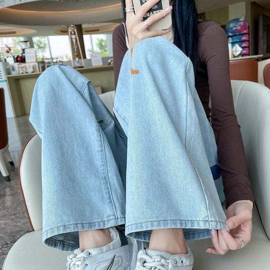 Doodle Embroidered Straight Fit Denim Jeans