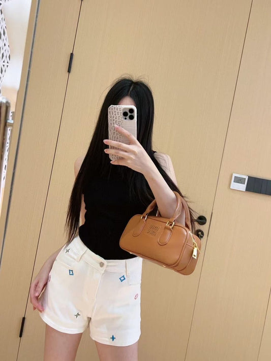 Luxe Monogram White Denim Shorts 🤍