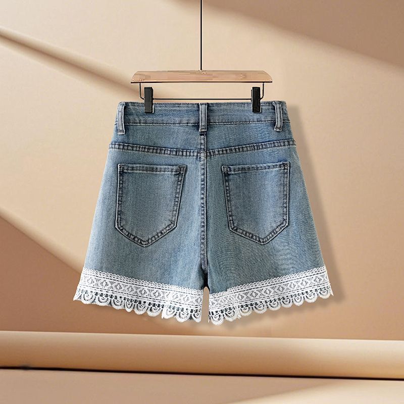 Chic Lace-Trimmed Denim Shorts 🌸