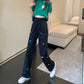 Trendy Heart Print Wide-Leg Jeans