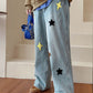 Star & Heart Patch Wide-Leg Denim Jeans 🌟❤️👖