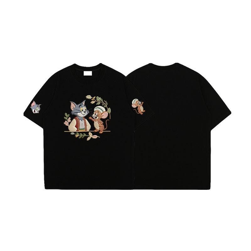 Tom & Jerry Embroidered Cartoon Tee 🐭🐱✨