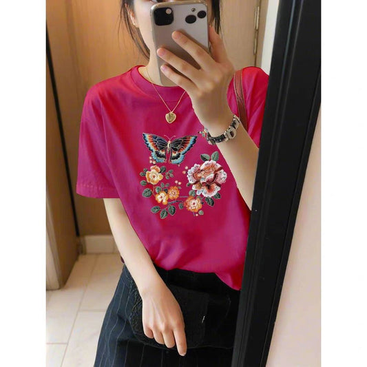 Butterfly Blossom Embroidered Tee 🦋🌸