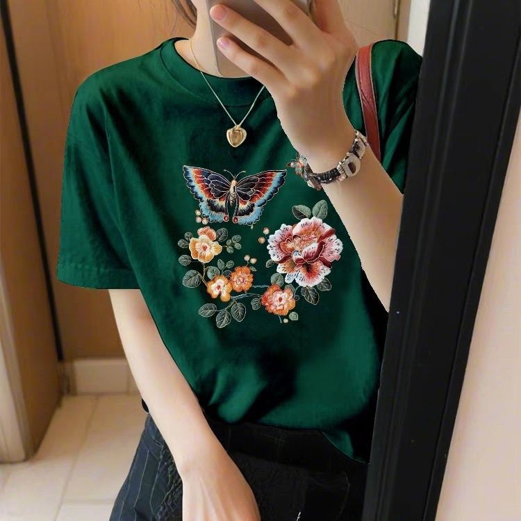 Butterfly Blossom Embroidered Tee 🦋🌸