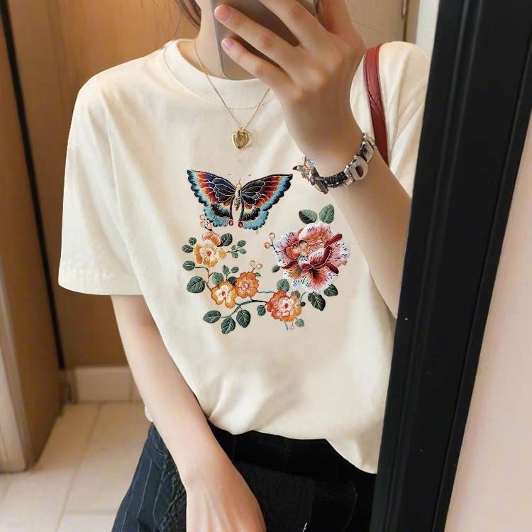 Butterfly Blossom Embroidered Tee 🦋🌸