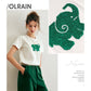 Elegant Green Elephant Sequin White T-Shirt for Women