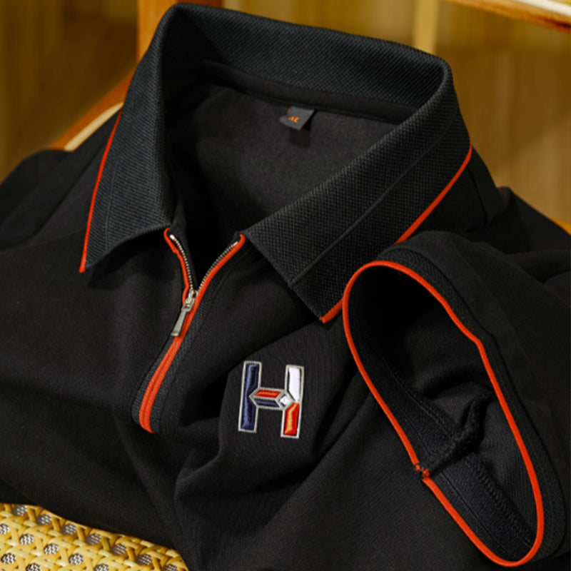 Retro Vibe Zip Polo with Pop Logo