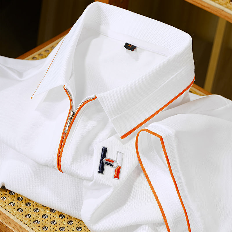 Retro Vibe Zip Polo with Pop Logo